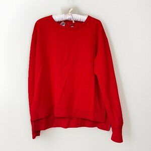 Victoria Sport Womens Sweatshirt Size Medium Red Key Hole Back Long Sleeve